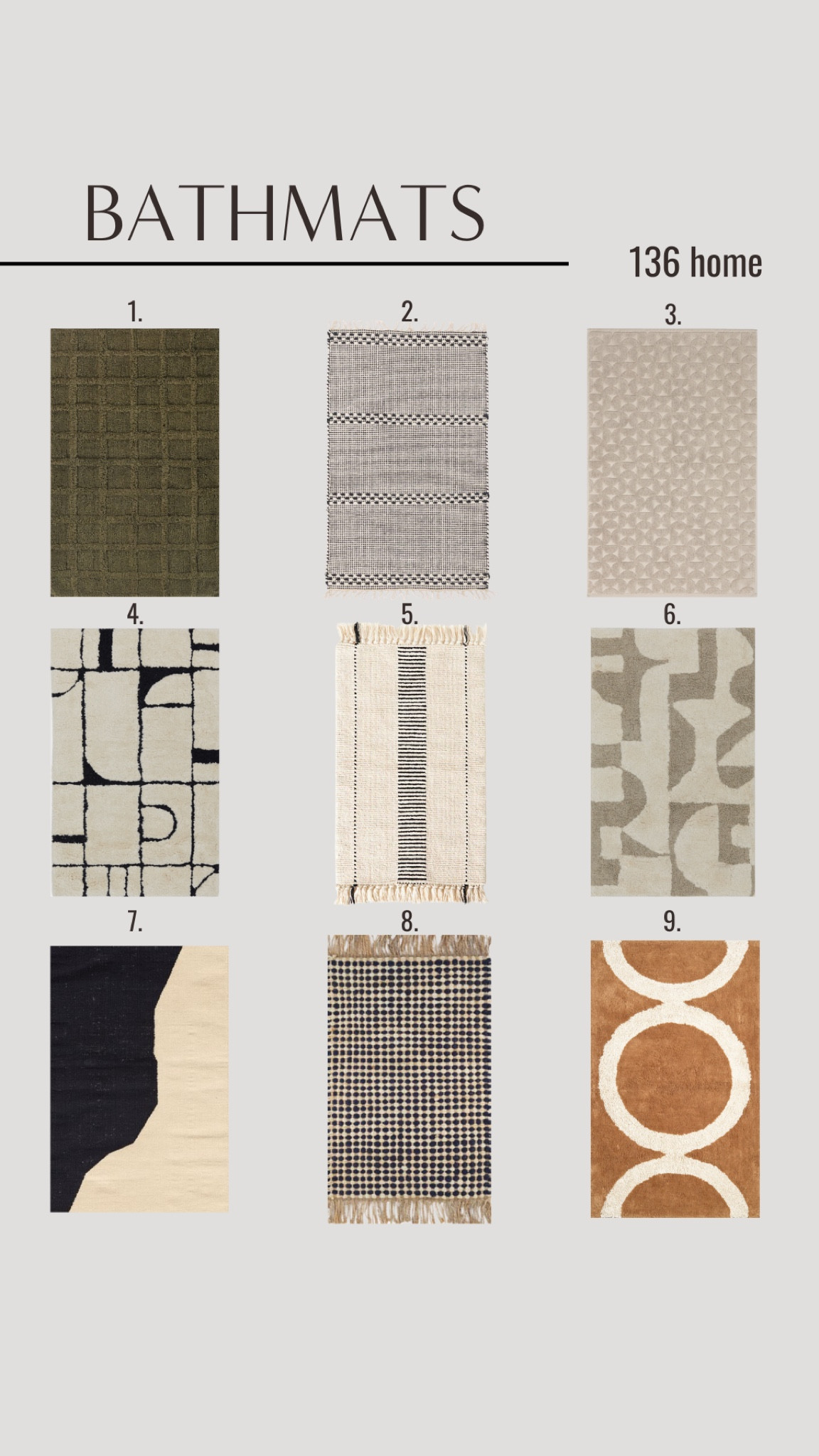 Bath mats #bathmat #bathroomdecor #bathroomdesign #interiordesign #interiordecor #homedecor #homedesign #homedecorfinds #moodboard


#LTKfindsunder100 #LTKhome #LTKstyletip