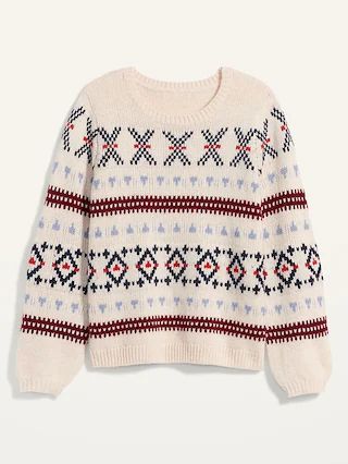 Cozy Fair Isle Blouson-Sleeve Sweater for Women | Old Navy (US)