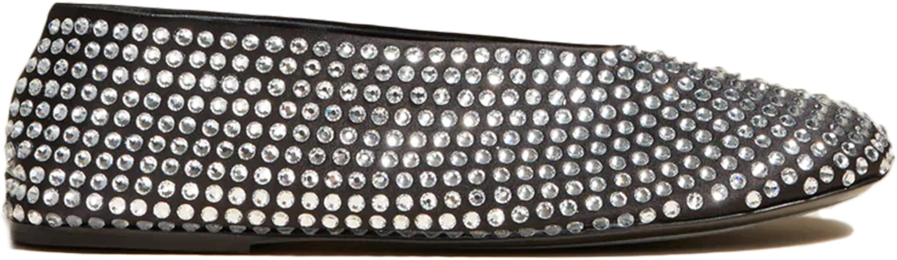 Women's Crystals Fine Mesh Ballet Flats,Embroidered Round Toe Ballerina Shoes,Casual Slip On Crys... | Amazon (US)