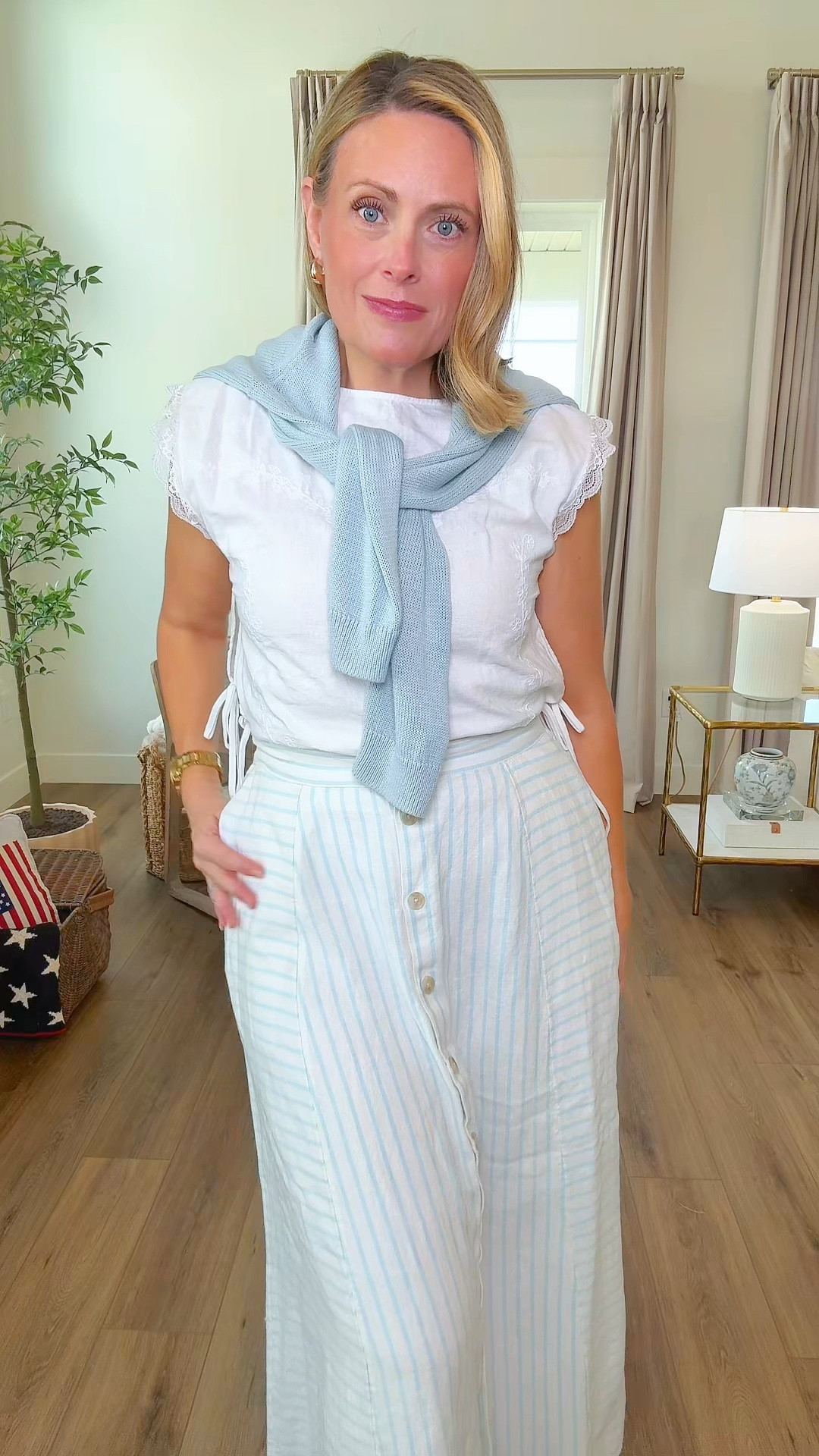 Target 🎯 outfit inspo. Cardi is old universal thread but I’ll link one similar. 

Skirt size medium 
Shirt size small 
Flip flop run true to size

#LTKootd #LTKOver40 #LTKMidsize