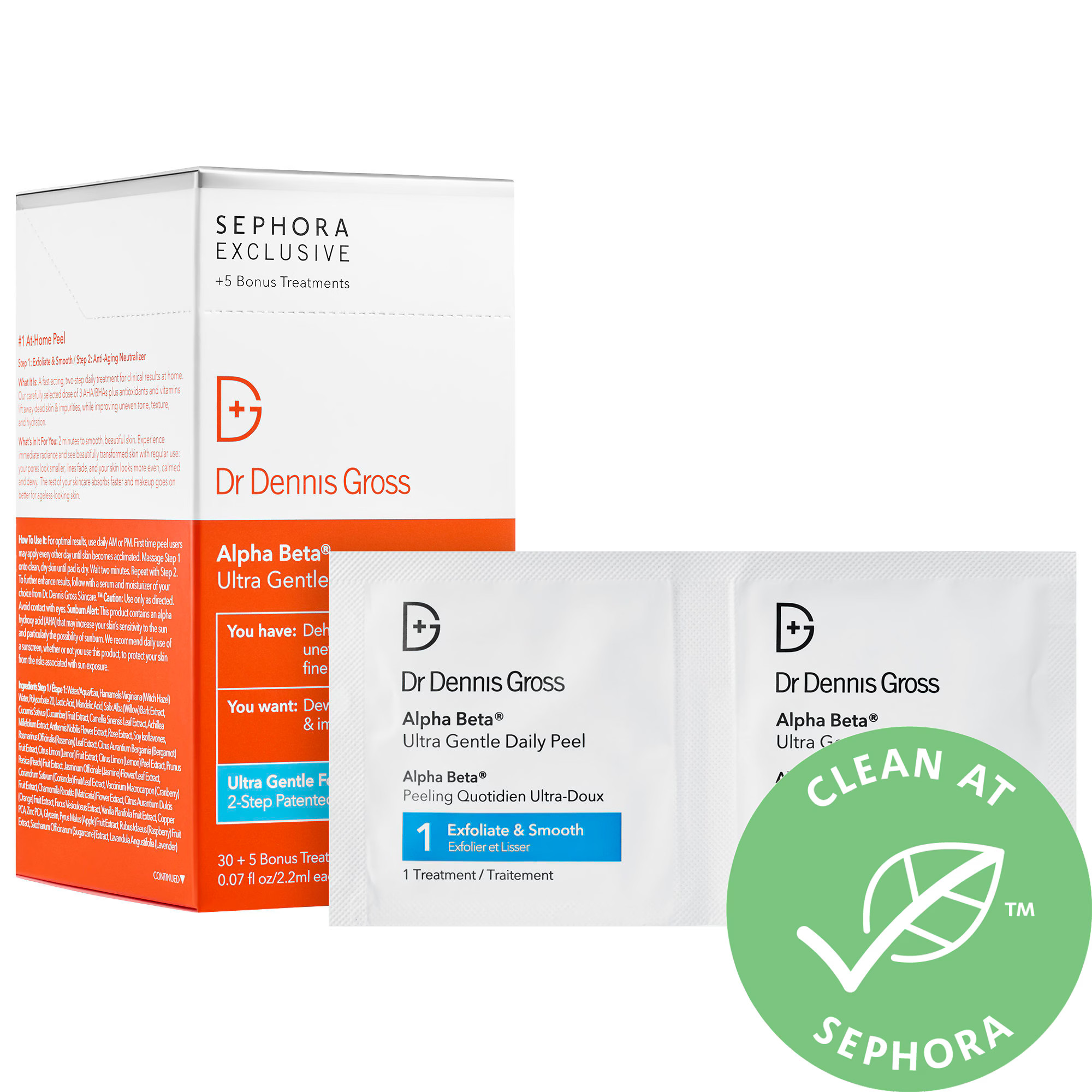 Dr. Dennis Gross Skincare Alpha Beta® Ultra Gentle Daily Peel for Sensitive Skin 30 treatments + 5 b | Sephora (US)
