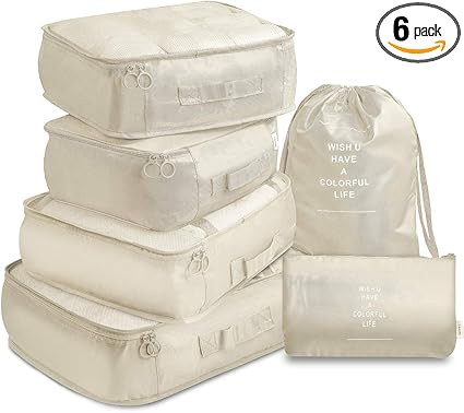 Travel Packing Cubes, VAGREEZ Lightweight Luggage Organizers Bags Set for Carry on Suitcase(6 Pcs... | Amazon (US)