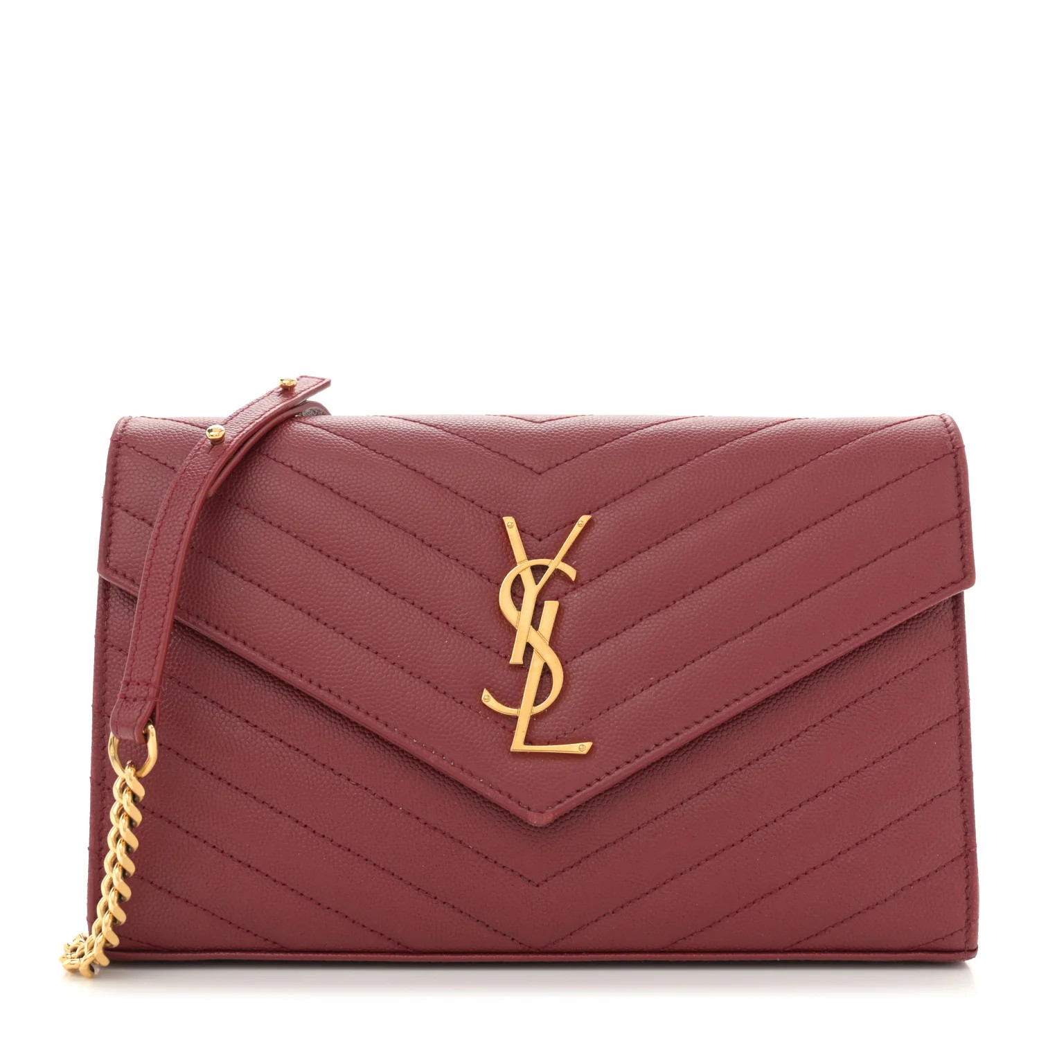 Grain De Poudre Matelasse Chevron Monogram Chain Wallet Opyum Red | FASHIONPHILE (US)