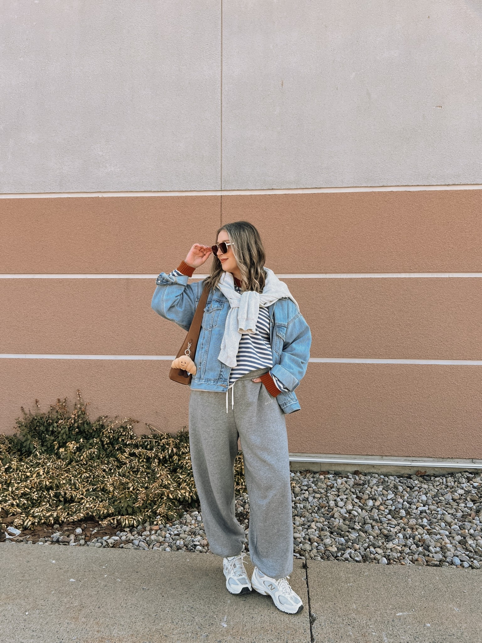 Easy outfit idea for early spring! Wearing my usual size L in the sweatpants and striped sweater - both are so soft! Sized up to XL in the denim jacket for an oversized fit, also linked similar. New Balance sneakers are so comfy for walking but run a little big, I’m a 9.5-10 and wear a 9. 


#LTKstyletip #LTKmidsize