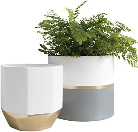 Large White Ceramic Plant Pots - Garden Planters 10 + 8.1 Inch Indoor Flower Pots, Plant Containe... | Amazon (US)