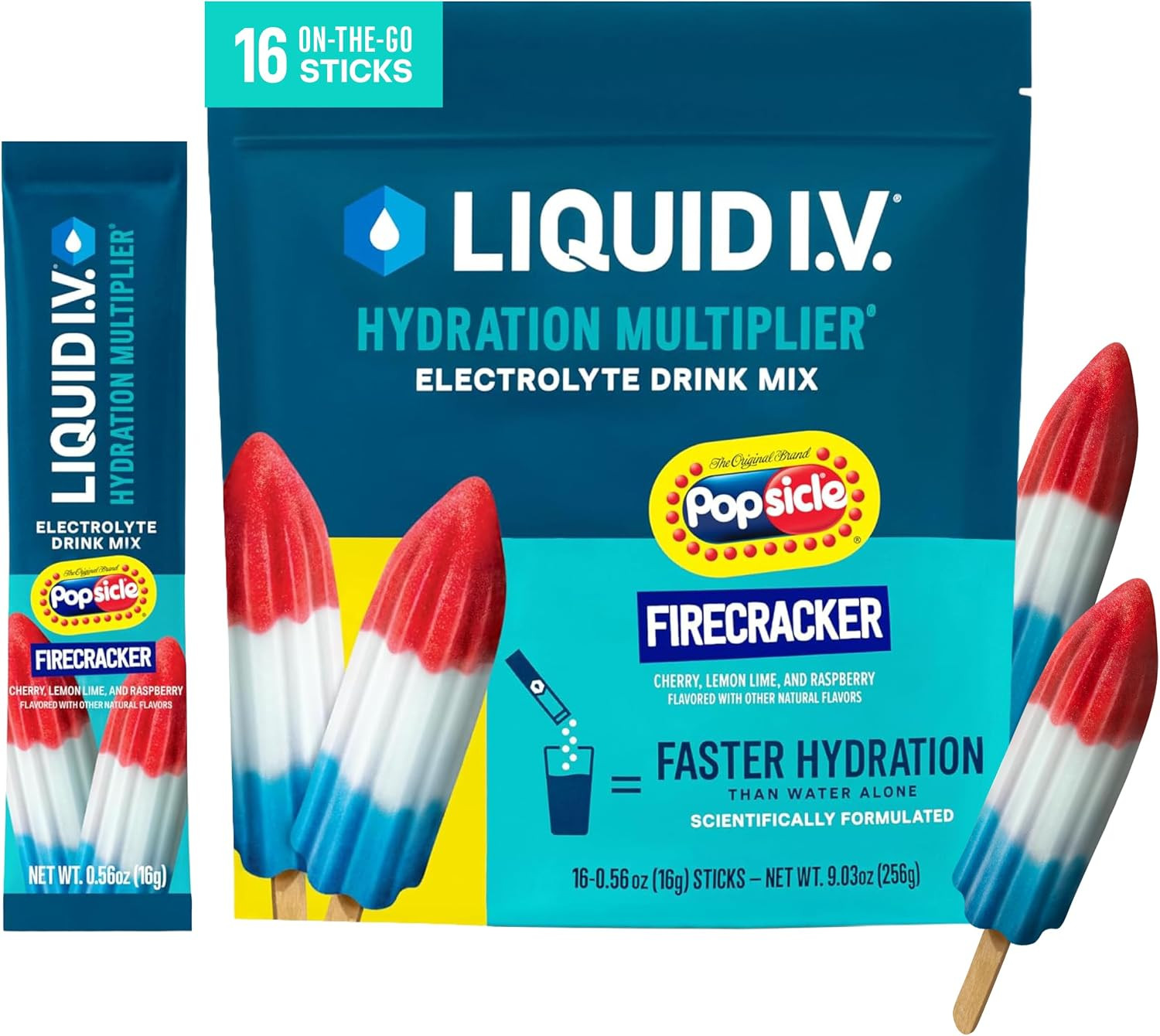 Liquid I.V.® Hydration Multiplier - Popsicle Firecracker | Electrolyte Powder Drink Mix | 1 Pack (16 Servings) | Amazon (US)