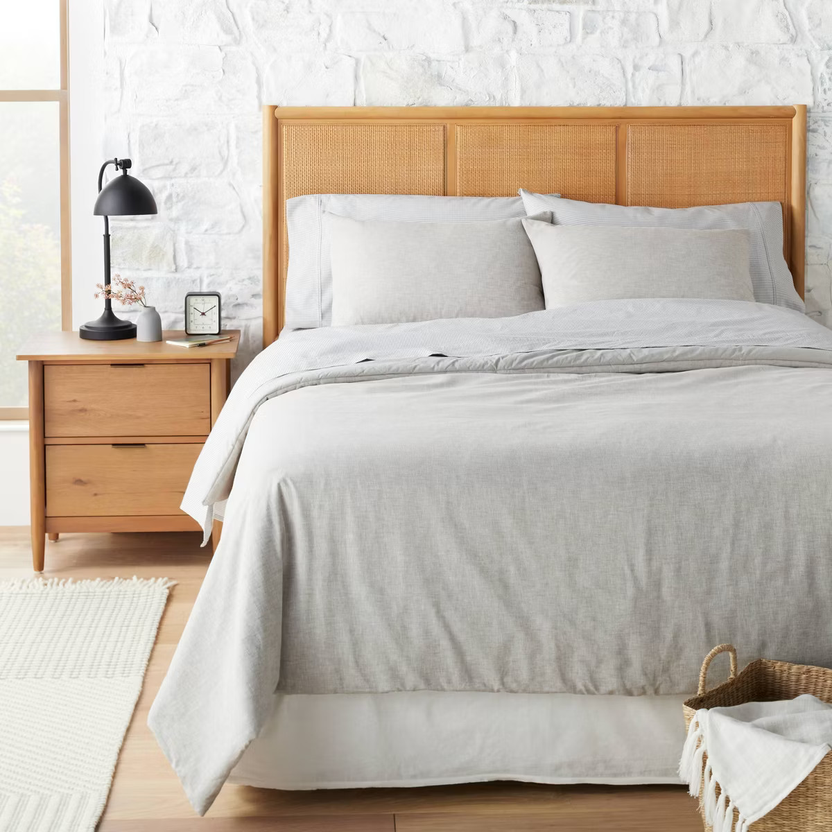 3pc Linen Blend Comforter Set Jet Gray - Hearth & Hand™ with Magnolia | Target