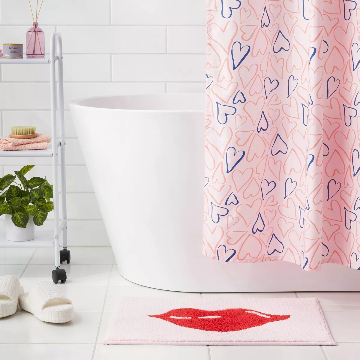 17"x24" Valentines Day Red Lips Bath Rug Pink - Room Essentials™ | Target