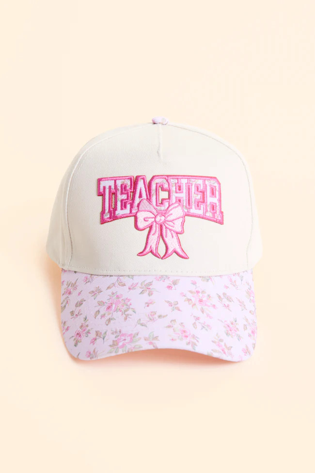 Teacher Pink Floral Trucker Hat | Pink Lily