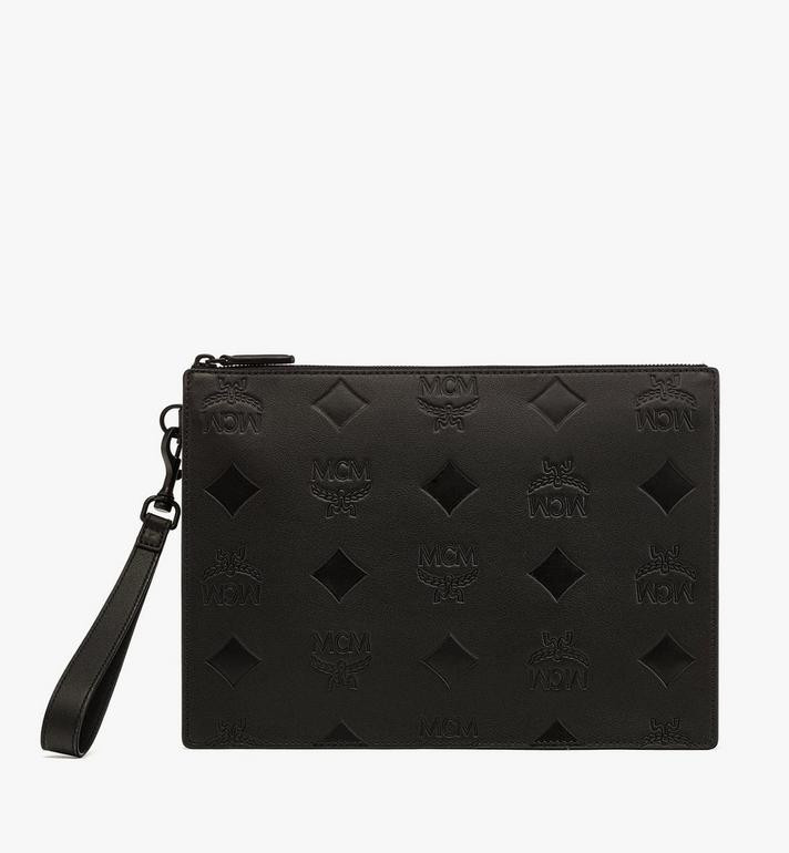 Aren Wristlet Zip Pouch in Maxi Monogram Leather | MCM (US)