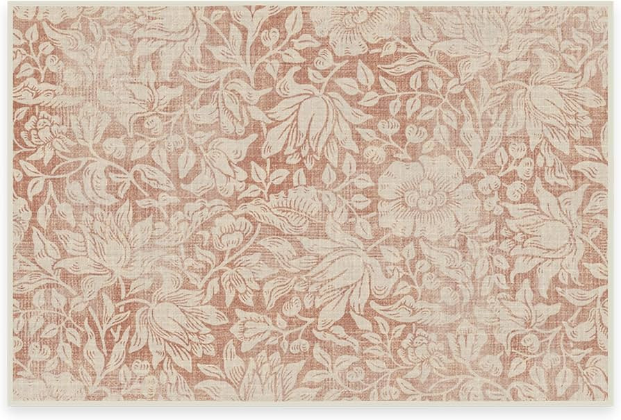 Ruggable x Morris & Co Washable 2x3 Area Rug, Mallow Rust Red, Premium Rugs for Living Room, Bedr... | Amazon (US)