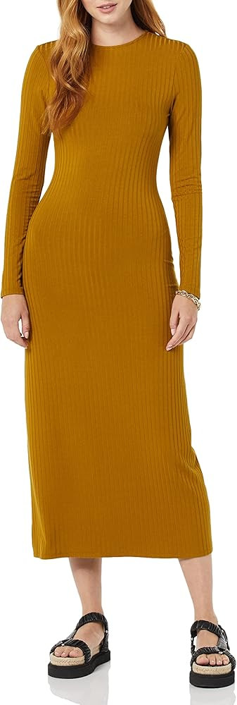 Amazon Essentials Women's Wide Rib Open Back Long Sleeve Dress (Previously Daily Ritual) | Amazon (US)