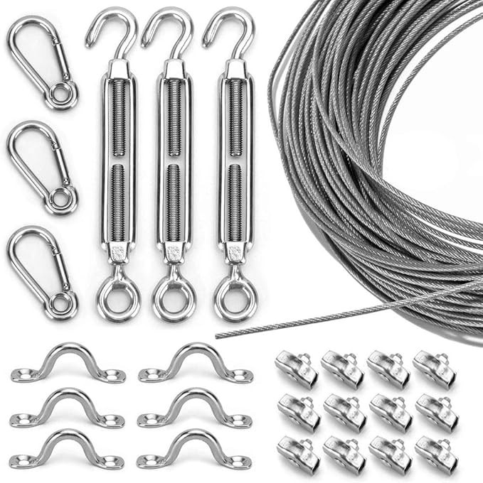 Litcher Globe String Light Suspension Kit, Outdoor Light Guide Wire, Vinyl Coated Stainless Steel... | Amazon (US)