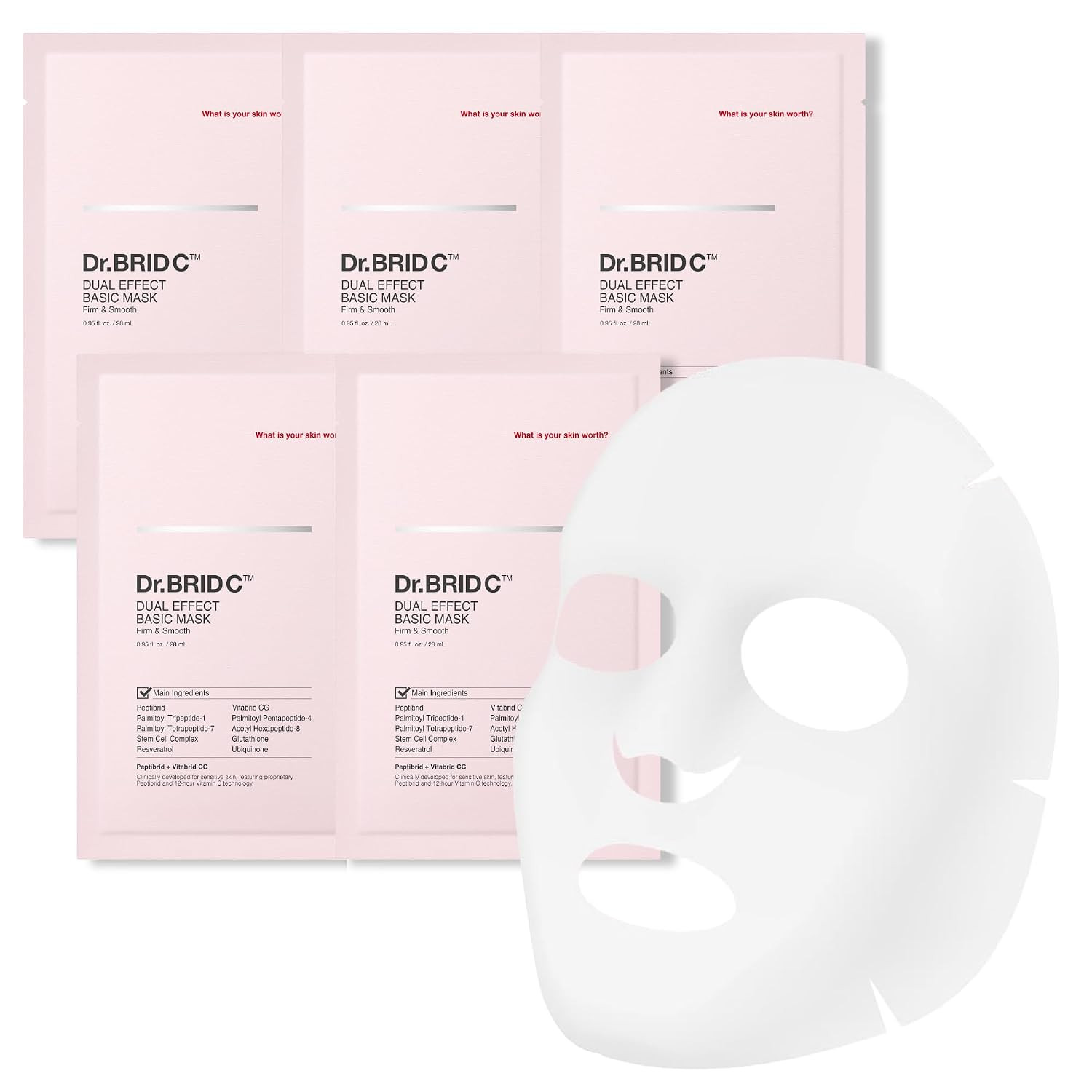Dual Effect Korean Face Mask, Firming Peptide, 5 Ct x 0.95 fl oz | Amazon (US)