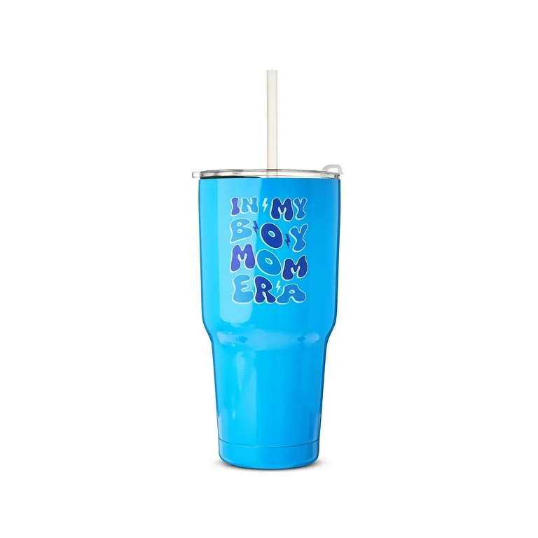 Mother's Day In My Boy Mom Era Stainless Steel Tumbler with Straw, Blue, 32 fl oz, by Way To Cele... | Walmart (US)