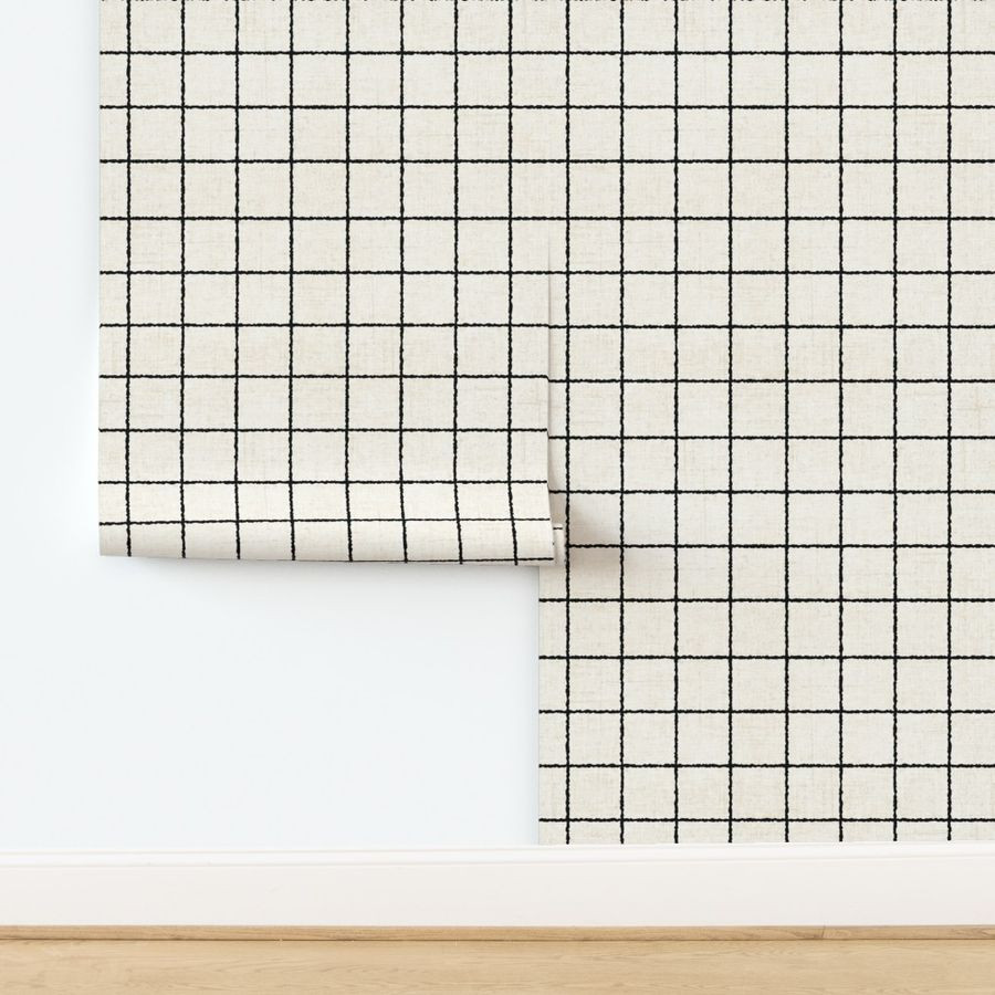 URBAN GARDEN GRID OFF WHITE | Spoonflower