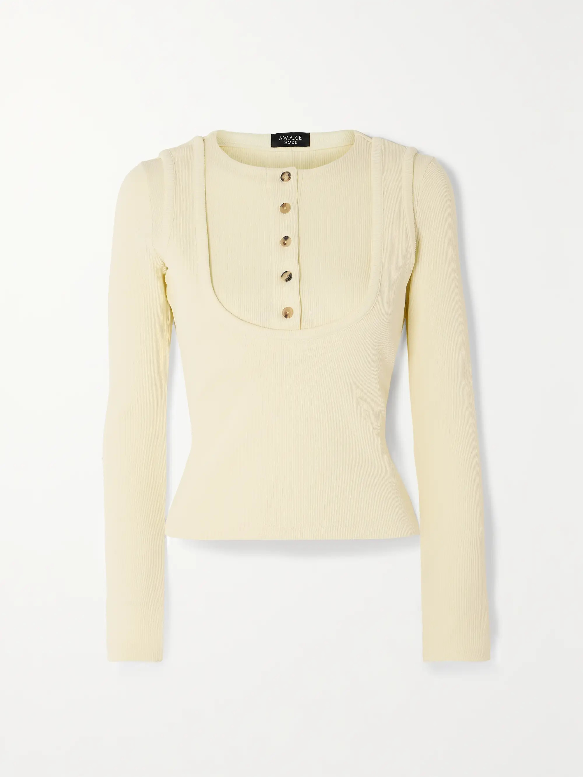 Layered ribbed cotton-blend jersey top | NET-A-PORTER (US)