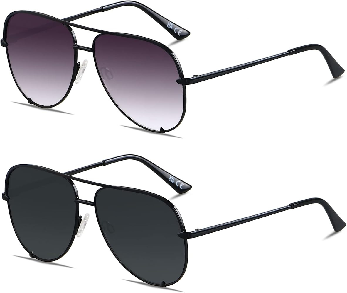 ANDWOOD Oversized Aviator Sunglasses for Women Men Big Large UV Protection Fashion Sun glasses | Amazon (US)