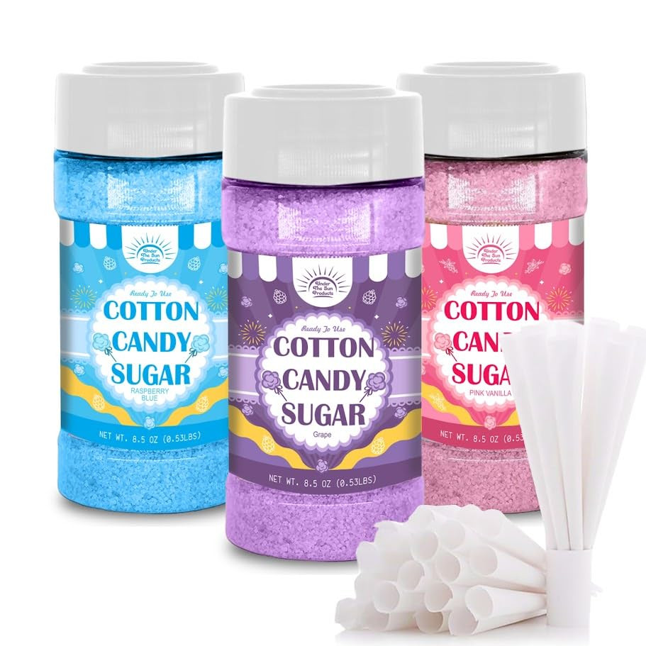 Cotton Candy Floss Sugar Package of ct-(Pink Vanilla, Blue Raspberry & Grape)-8.5oz Each Flavor W... | Amazon (US)
