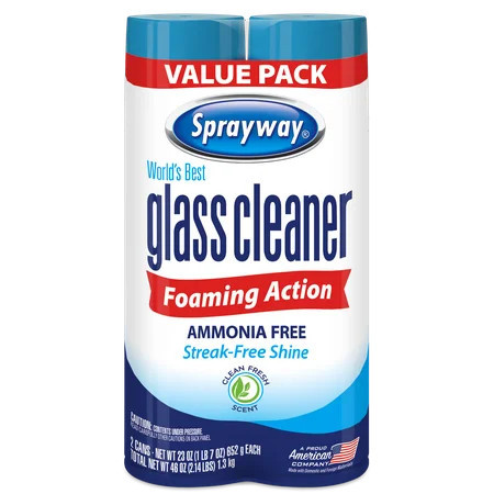 Sprayway Glass Cleaner Foaming Aerosol Spray, 19 oz, 2-Pack, Ammonia-Free, Streak-Free Shine | Walmart (US)