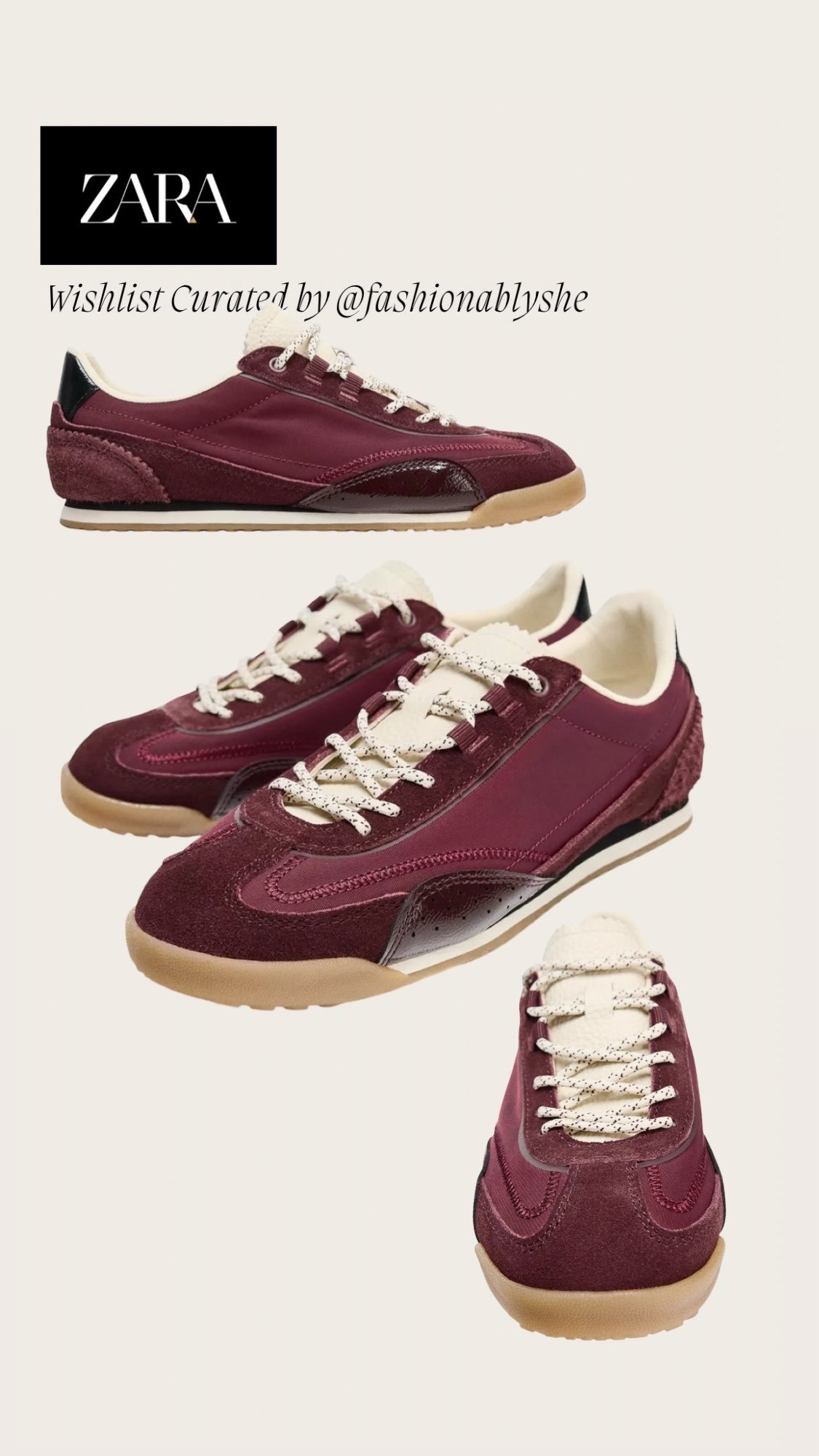 Zara burgundy sneakers 

#LTKdayinmylife #LTKOver40 #LTKmomlife