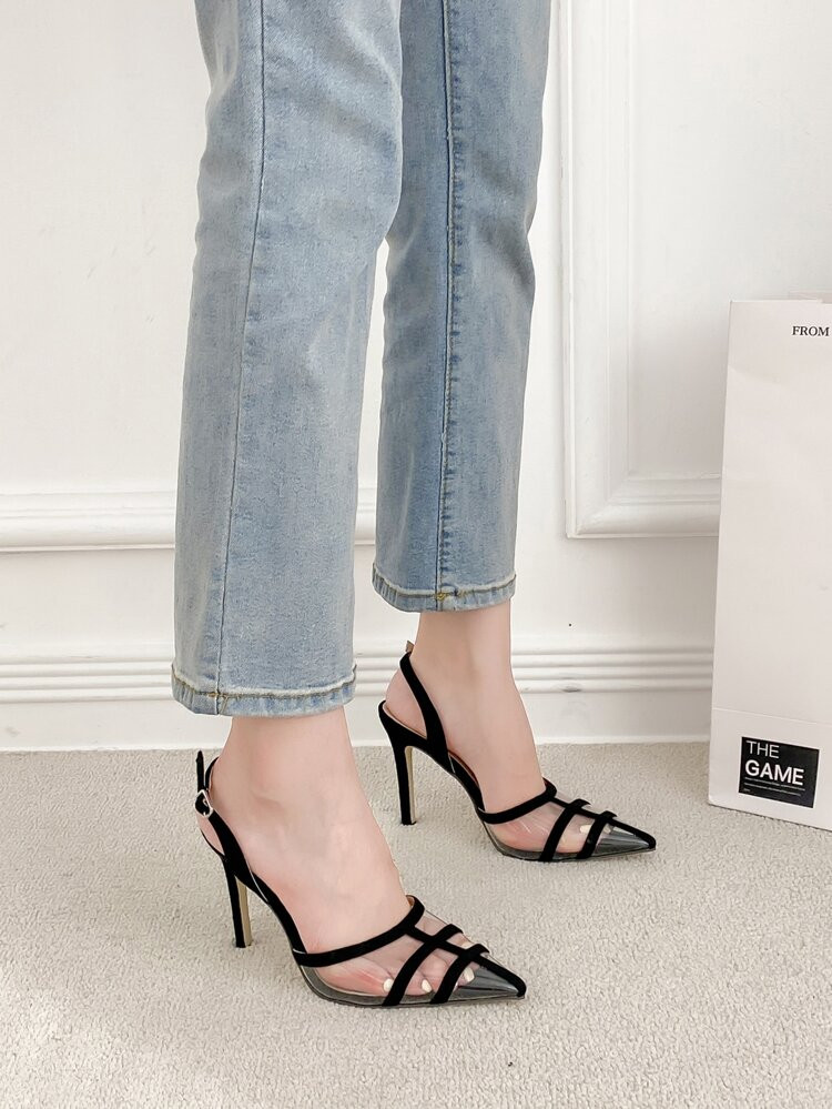Clear Point Toe Slingback Pumps | SHEIN