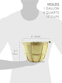 Cornucopia Brands Round Wooden Baskets (2-Pack, Natural); Wood Fruit Buckets with Handle, 4-Quart... | Amazon (US)