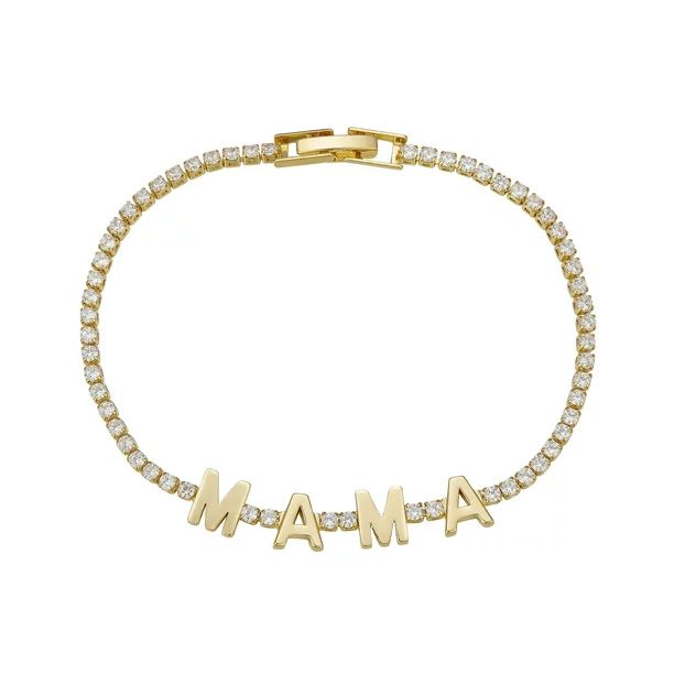 Women's 14Kt Gold Flash Plated Cubic Zirconia "Mama" Tennis Bracelet, 7.5" | Walmart (US)