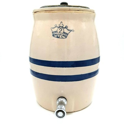 Robinson Ransbottom Stoneware Dispenser Crock 2 Gallon Blue Stripes Crown Vtg  | eBay | eBay US