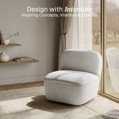 Belleze  Modern Upholstered Swivel Accent Chair with Hidden Storage White | Lowe's