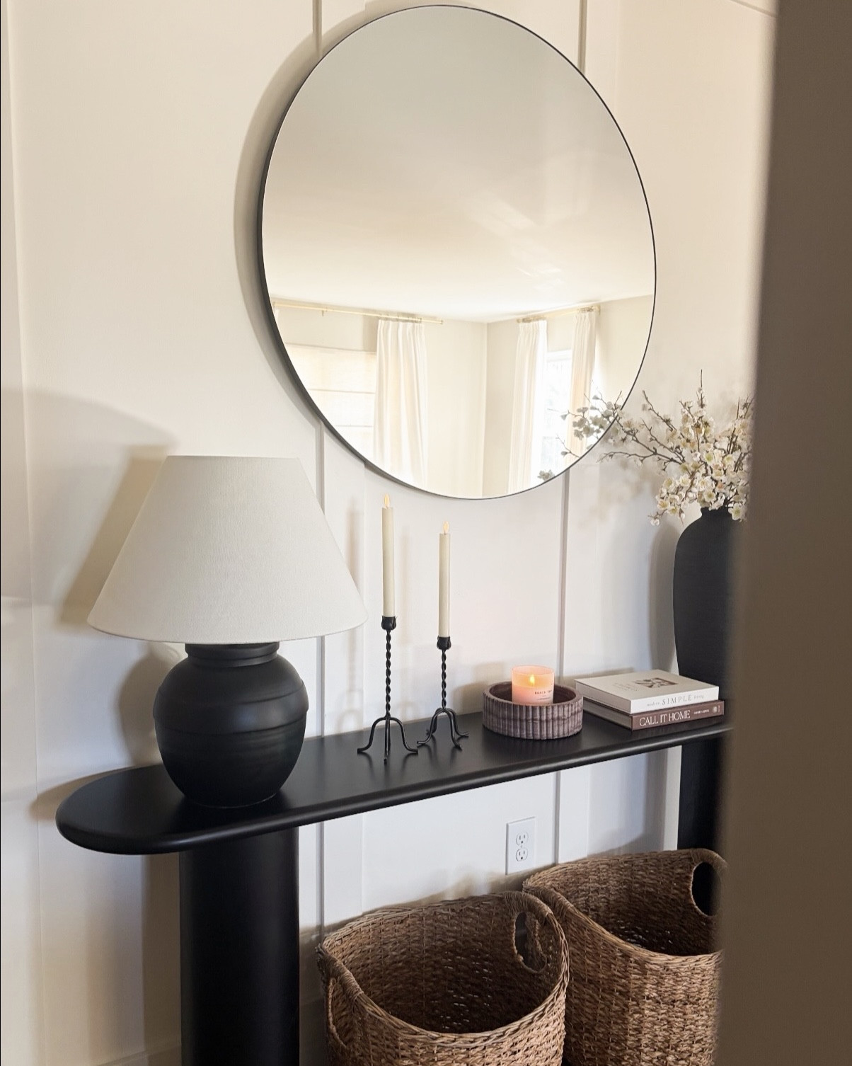 This sleek and moody console table from @Pop Maison is the perfect addition to this narrow space. 🤎

Console table styling, entryway 

#LTKSaleAlert #LTKHome