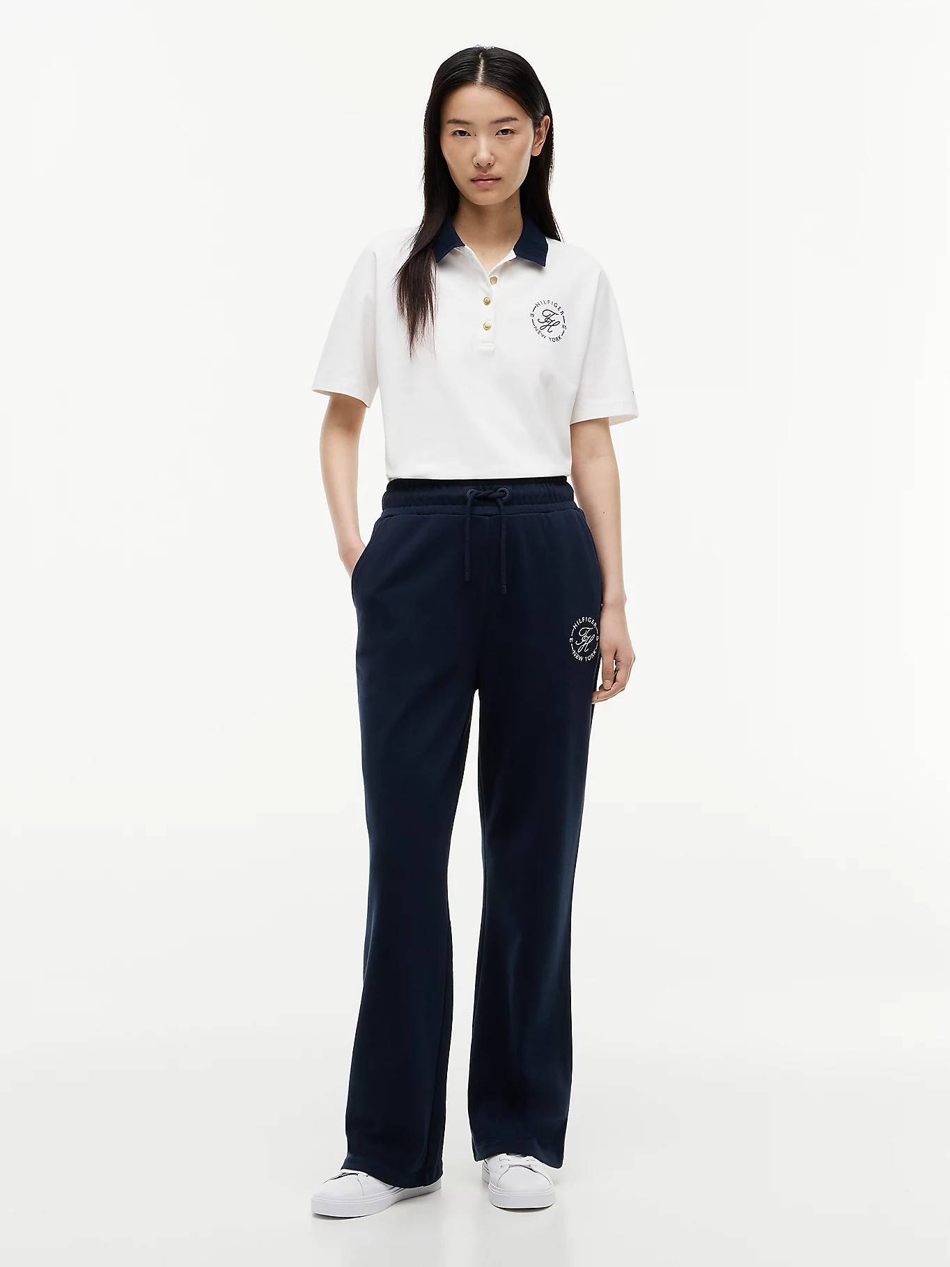 Logo Straight Drawstring Joggers | Blue | Tommy Hilfiger | Tommy Hilfiger UK