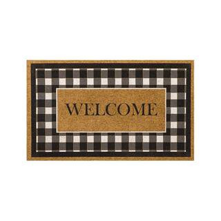 Mohawk Home Fall Welcome Check Natural 18 in. x 30 in. Faux Coir Doormat 755539 - The Home Depot | The Home Depot