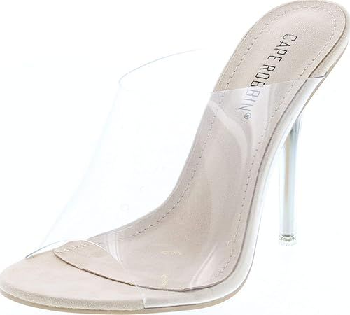 Cape Robbin Allure Women's Dressy Peep Toe Clear Transparent Strap Slip On Clear Heels | Amazon (US)