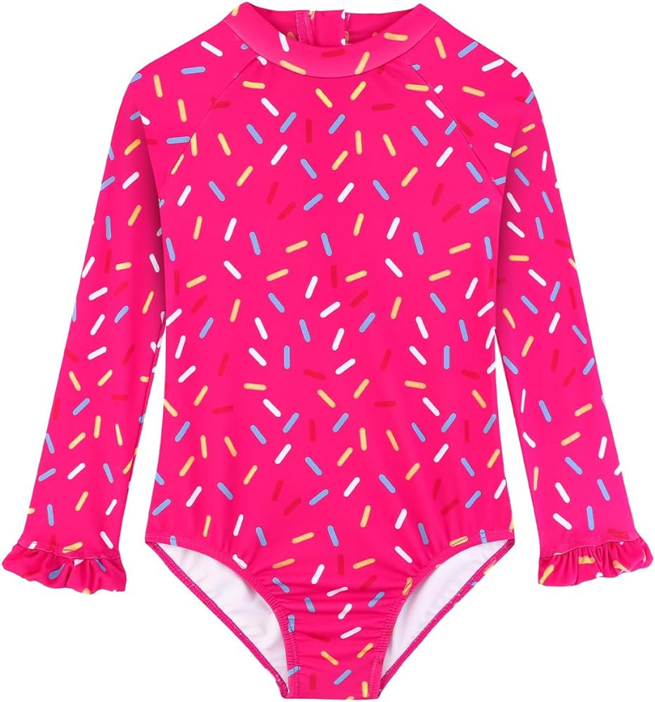 Alakuoti Long Sleeve One Piece Ruffle Swimsuit for Toddler Girls Baby Girl Rashguard Shirt with U... | Amazon (US)