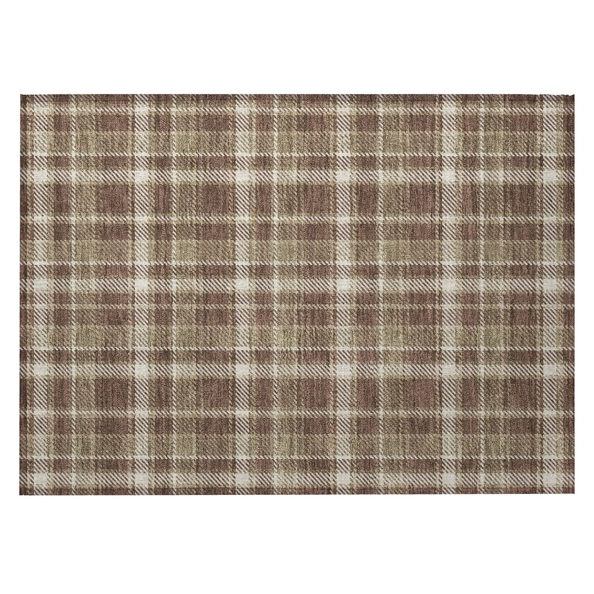 2' X 3' Chocolate and Ivory Plaid Washable Non Skid Indoor Outdoor Area Rug | Wayfair North America