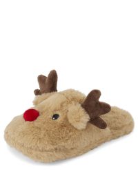 Unisex Adult Matching Family Christmas Reindeer Slippers | The Children's Place  - BROWN | The Children's Place