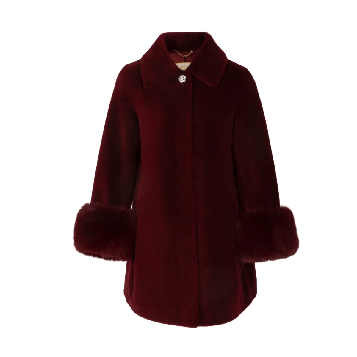 Fairytale Wool & Faux Fur Teddy Coat In Rosso | Wolf & Badger