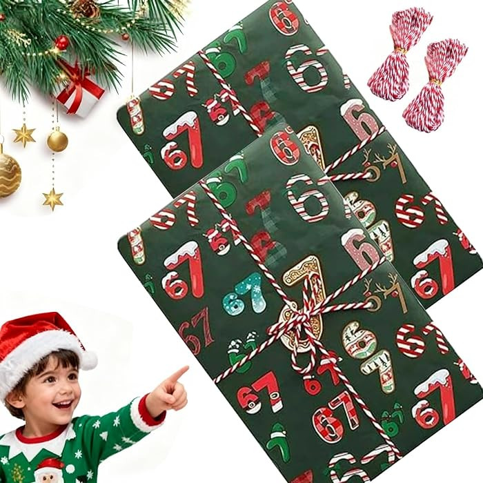 2Pcs 67 Christmas Wrapping Paper,67 Meme Christmas Gift Wrap,67 Wrapping Paper,Unique Six Seven F... | Amazon (US)