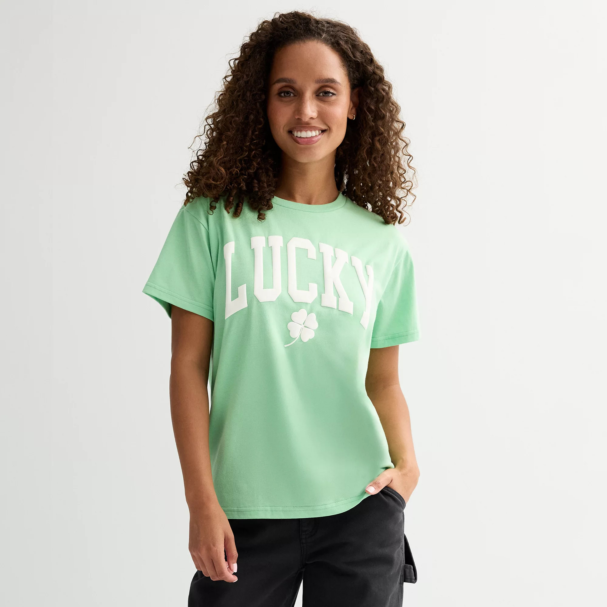 Juniors' Lucky Shamrock Graphic Tee | Kohl's