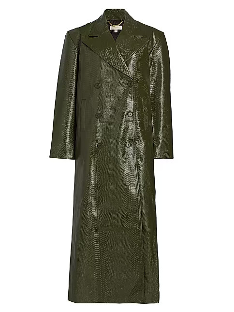 Roxton Croc-Embossed Vegan Trench Coat | Saks Fifth Avenue
