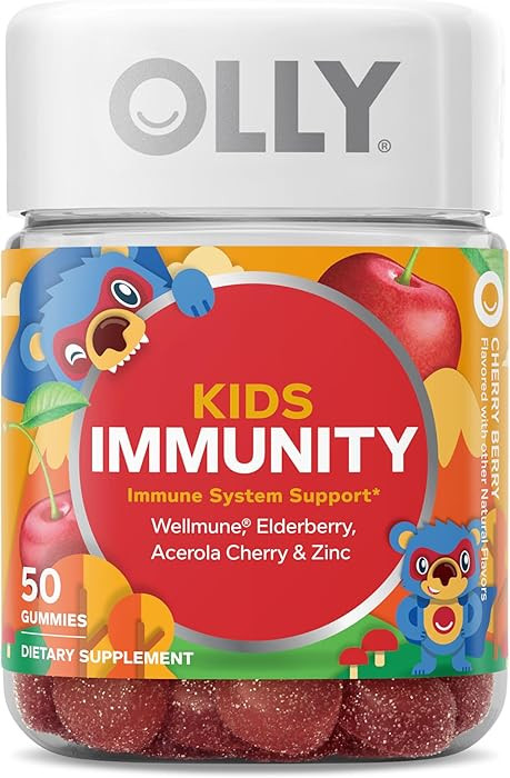 OLLY Kids Immunity Gummy, Immune Support, Wellmune, Elderberry, Vitamin C, Zinc, Chewable Supplem... | Amazon (US)