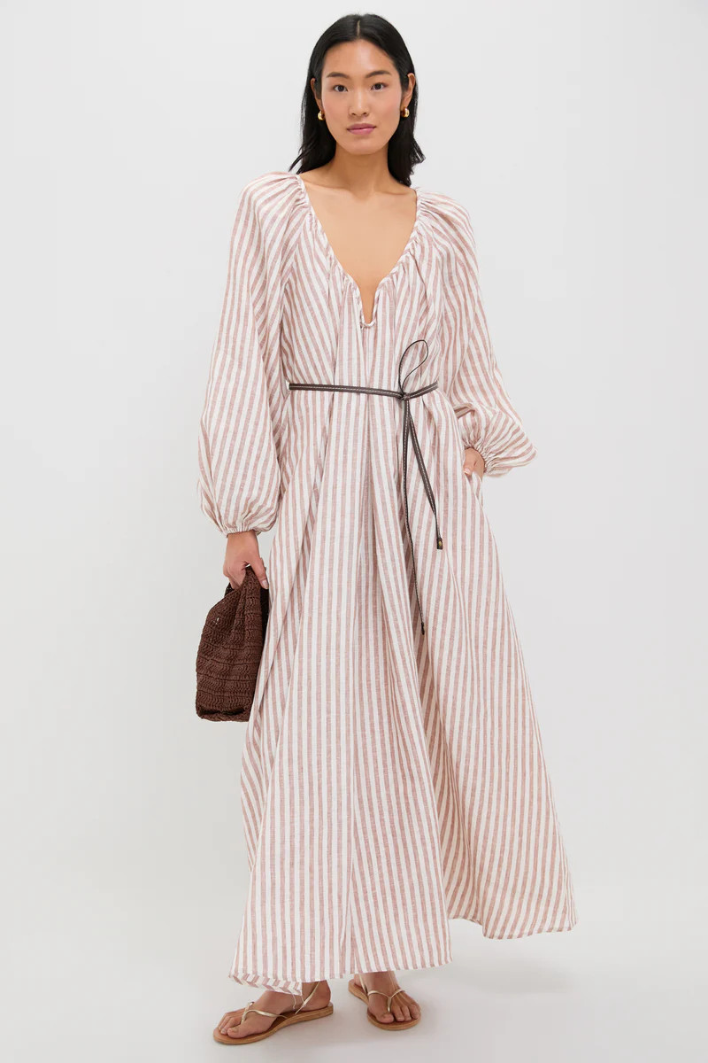 Tan Stripe Cascadian Maxi Dress | Tuckernuck (US)