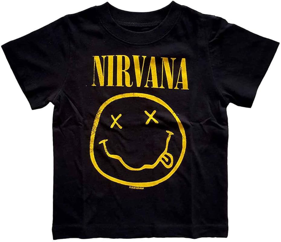 Amazon.com: Nirvana Toddler T Shirt Yellow Smiley Logo Official Black 12 Months to 5 Yrs Size 4 Y... | Amazon (US)