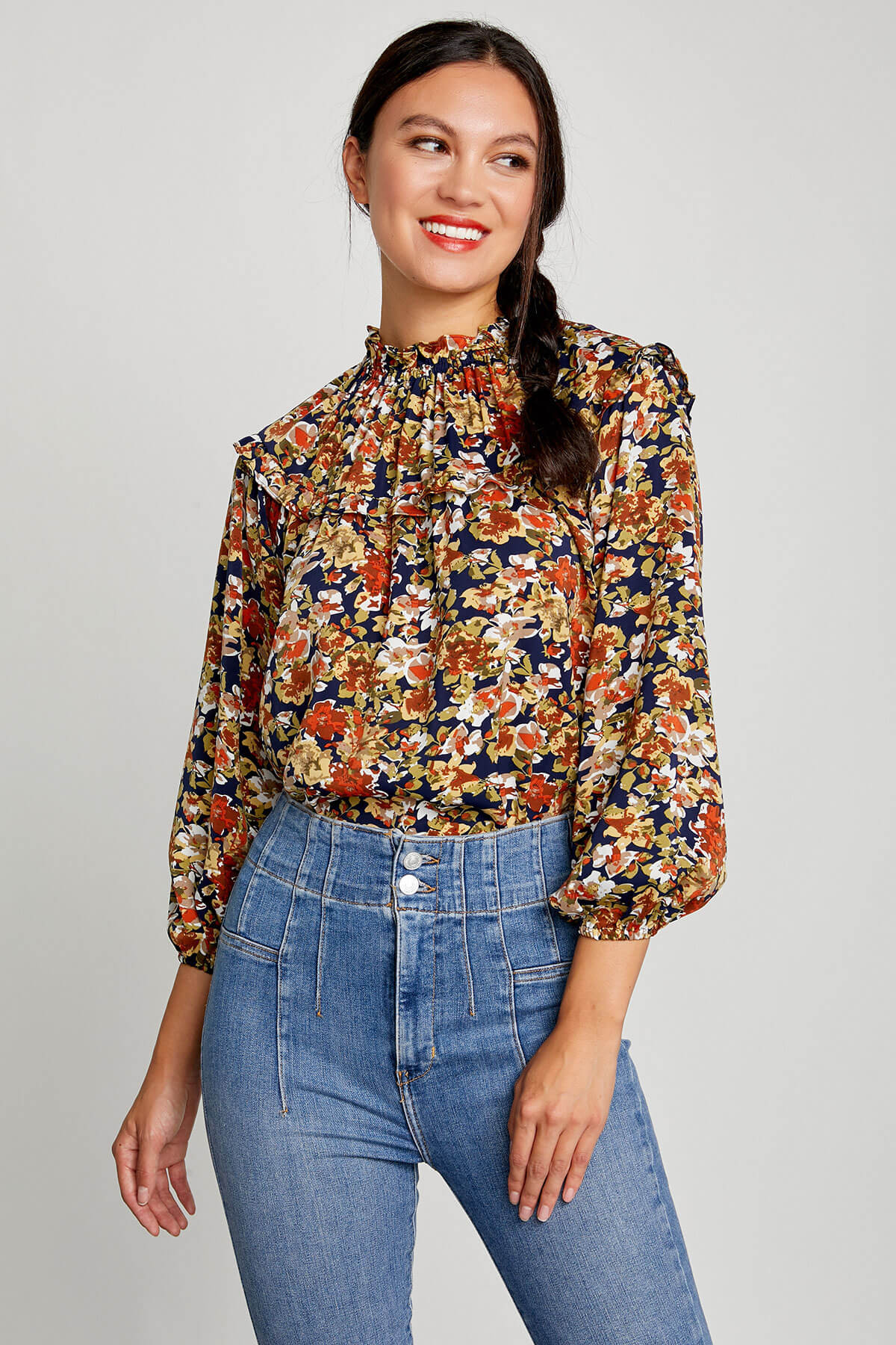 THML Floral Print Long Sleeve Top | Social Threads