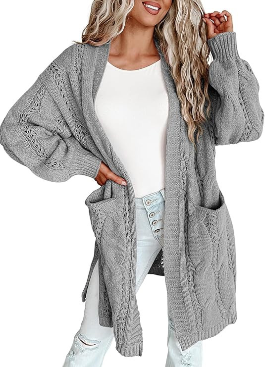 Dokotoo Long Cardigans for Women Open Front Long Sleeves Lightweight Fall Sweaters with Pockets | Amazon (US)