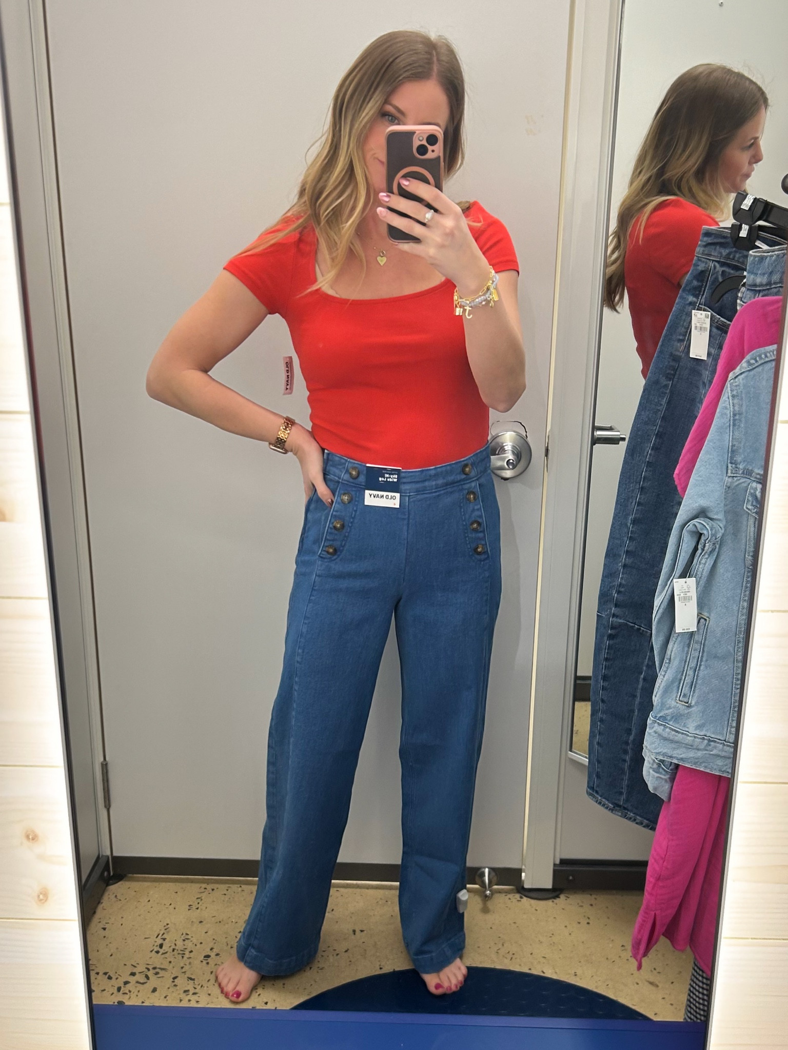 High waisted trouser jeans are so cute and currently on sale! Love the button detail! Side zip closure. Fit true to size. Wearing size 4. Available in petite, regular and tall sizes.

#LTKFindsUnder50 #LTKSaleAlert #LTKMidsize