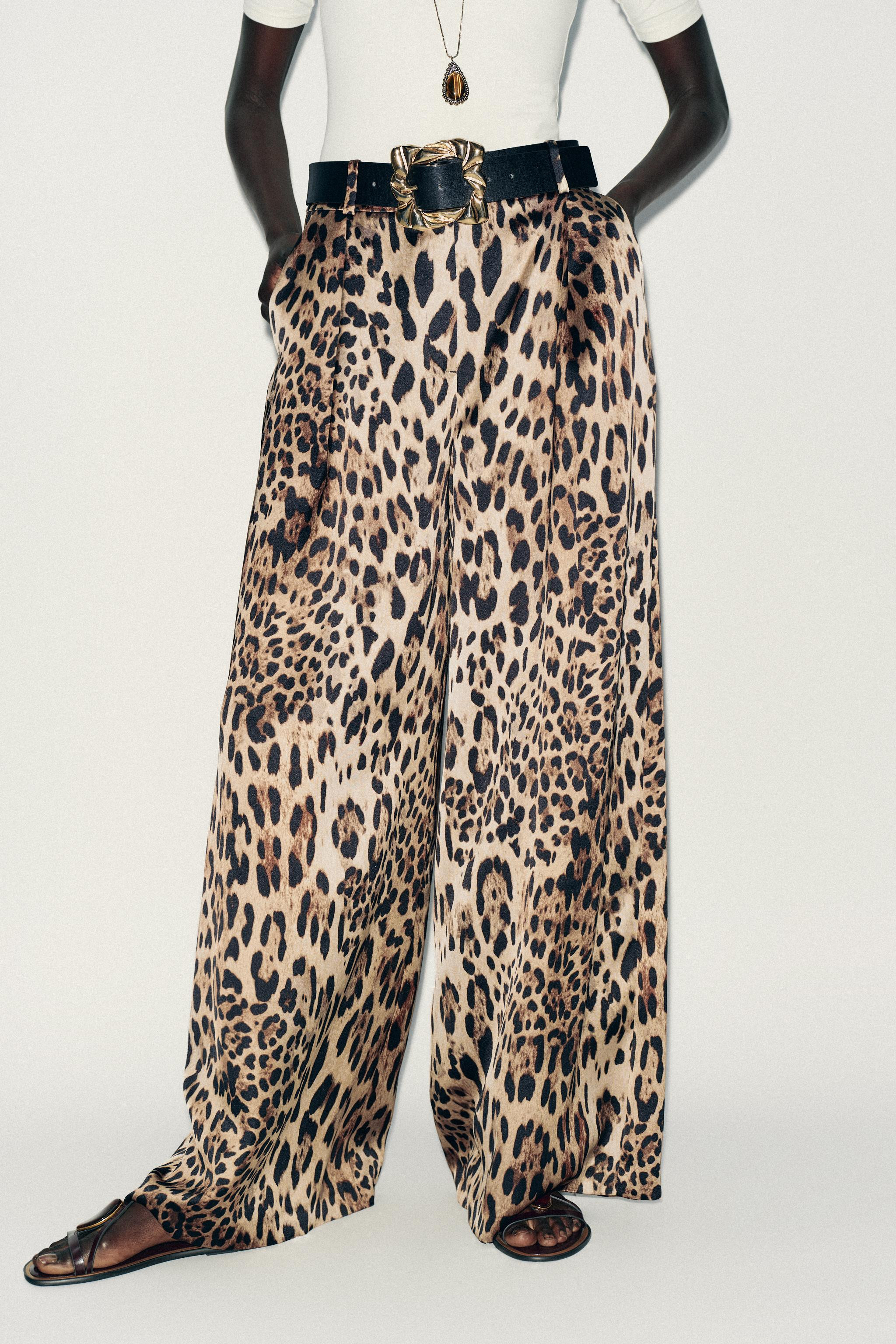 SATIN WIDE-LEG BELTED PANTS | Zara US