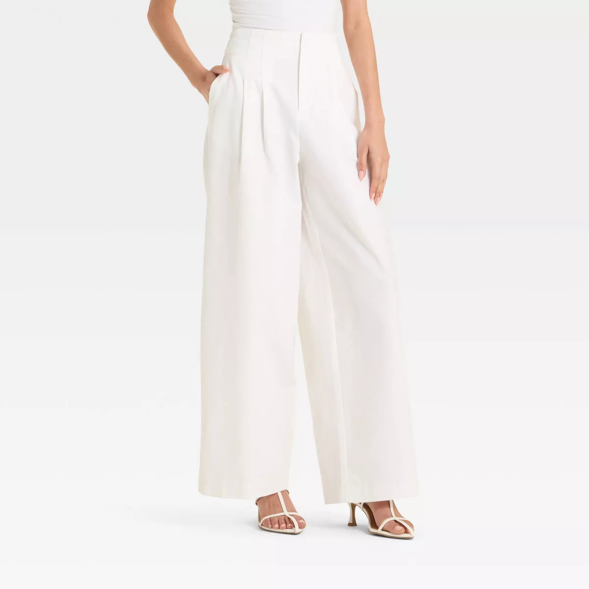 Women's High-Rise Relaxed Fit Wide Leg Pleated Linen Trousers - Future Collective Rust 8 | Target