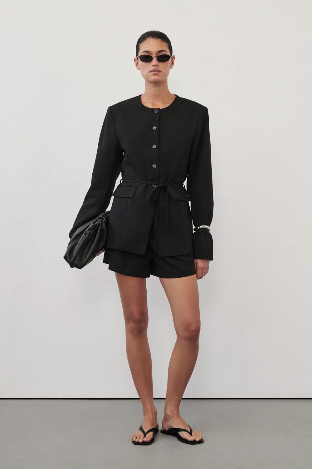 CYRUS BLACK COLLARLESS BLAZER | DISSH